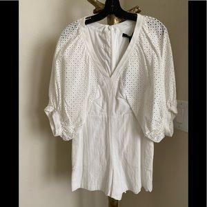 BCBGMAXAZRIA, COMBO EYELIT ROMPER